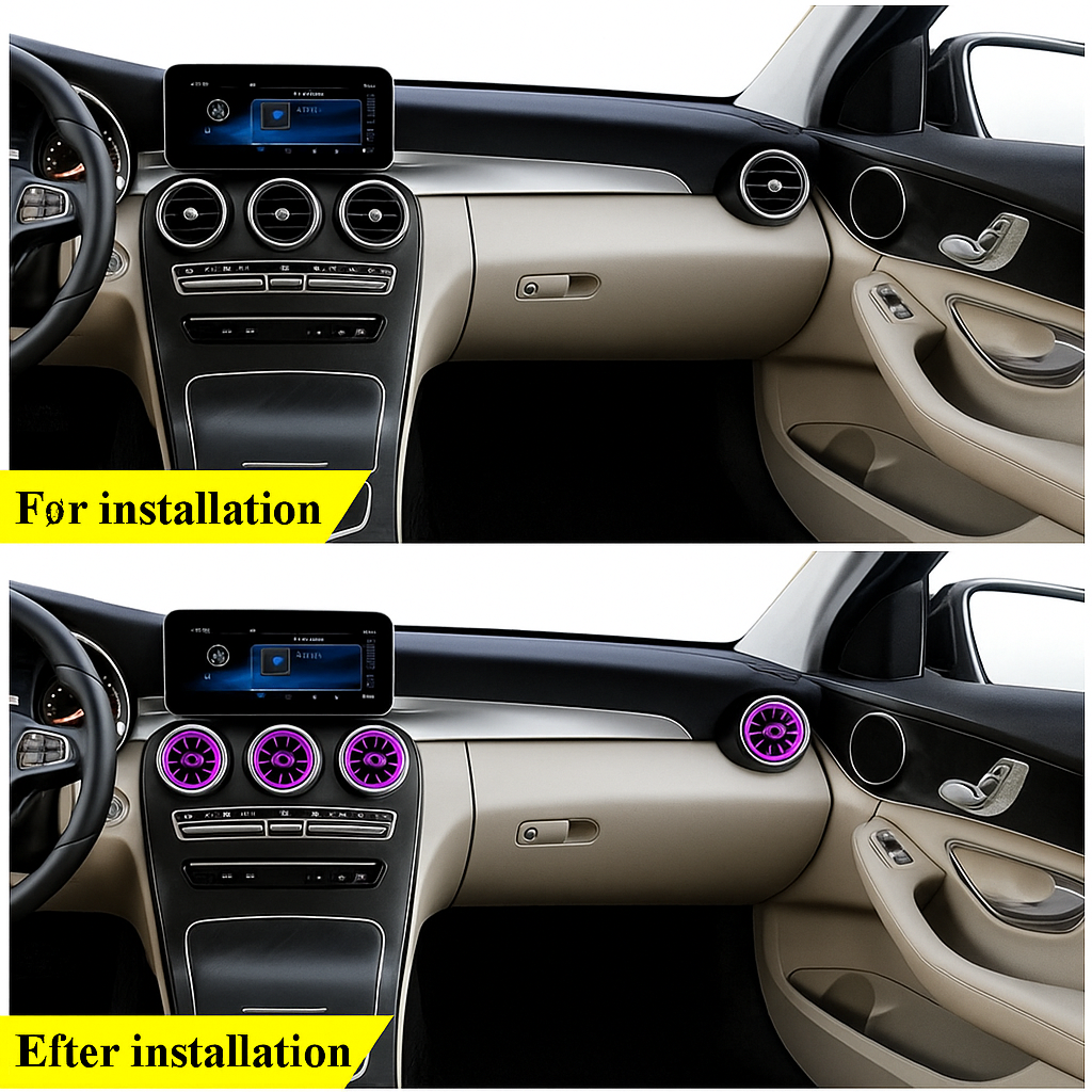 Mercedes Benz W205 / GLC W253 – 64-Farvet Ambient LED Luftdyser – For & Bag